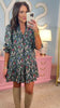 Black Floral 3/4 Puff Sleeve Dress *FINAL SALE*
