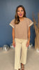 Taupe Contrast Print Trim Short Sleeve Knit Top *FINAL SALE*