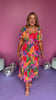 Pink Multi Floral Square Neck Side Cut Out Tiered Midi Dress *FINAL SALE*