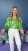Kelly Green Floral Printed Split Neck Ruffle Detail Top *FINAL SALE*