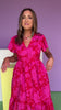 Pink Floral Printed Button Front Flutter Sleeve Midi Dress *FINAL SALE*