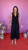 Black Wrap V Neck Collared Sleeveless Tie Belt Wide Leg Jumpsuit