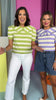 SSYS Short Sleeve Pippa Striped Peter Pan Collar Top In Green *FINAL SALE*