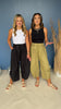 Black Elastic Self Tie Wide Parachute Pants