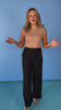Black Embroidered Side Stripes Elastic Waist Track Pants *FINAL SALE*
