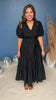 Black Puff Short Sleeve Wrap Midi Dress *FINAL SALE*