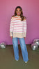 Taupe Stripe Mock Neck Bell Sleeve Tunic Sweater *FINAL SALE*