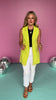 Chartreuse Notched Collar Sleeveless Longline Blazer Vest *FINAL SALE*