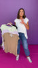 Black Crew Neck Twist Band Sleeve Oversized Top