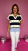 Navy Stripe V Neck Collared Twofer Top, top, collared top, v neck top, striped stop, navy striped top, navy and white striped top, twofer top, must have top, elevated top, elevated style, summer top, summer style, Shop Style Your Senses by Mallory Fitzsimmons, SSYS by Mallory Fitzsimmons