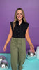 Black Button Front Collared Cap Sleeve Top *FINAL SALE*