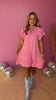 Pink Frill V Neck Ruffle Sleeve Dress *FINAL SALE*
