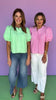 Pink Pleated Button Down Short Puff Sleeve Top *FINAL SALE*