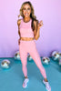 SSYS Pink With White Mini Scallop Stripe Leggings, high waist, matching set, gym look, seamless, must have, shop style your senses by mallory fitzsimmons
