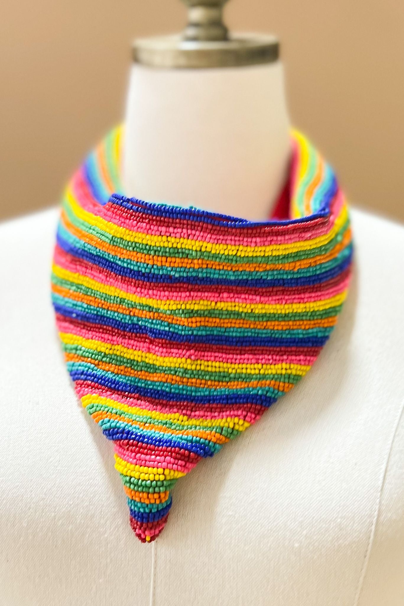 Colorful Striped Seed Bead Collar Necklace *FINAL SALE*