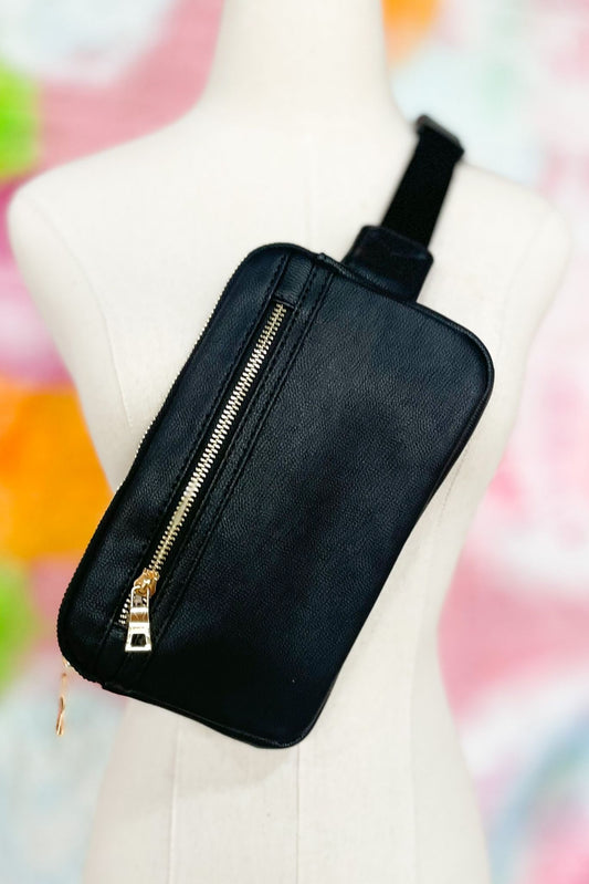 Black Rectangle Zipper Fanny Pack, must have, crossbody, everyday wear, mom style, shop style your senses by mallory fitzsimmons