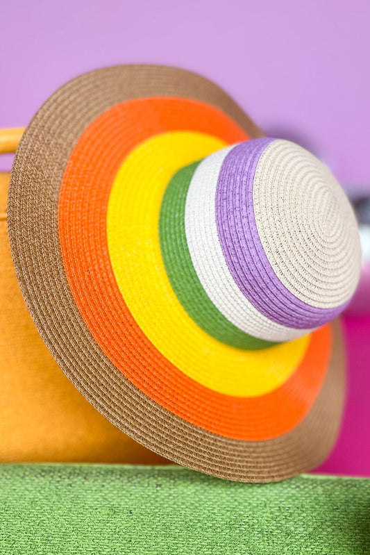 Multi Color Block Straw Sun Hat