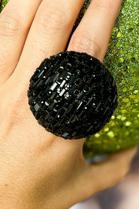 black Baguette Cut Rhinestone Dome Ring, fall fashion, must have, glam, elevated accessory, chic, mom style, shop style your senses by mallory fitzsimmons