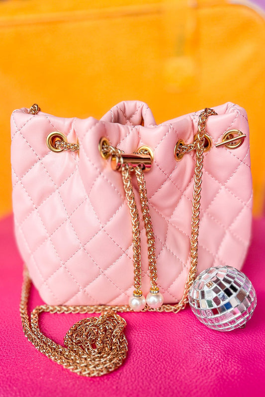 Pink Quilted Faux Leather Solid Bucket Bag *FINAL SALE*