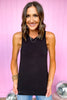 black Sleeveless Tank Top, sleeveless, summer staple, easy fit, everyday wear, shop style your senses by mallory fitzsimmons