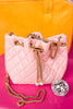 Pink Quilted Faux Leather Solid Bucket Bag *FINAL SALE*