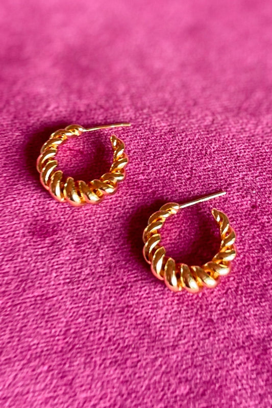 Gold Twisted Metal Small Hoop Earrings *FINAL SALE*