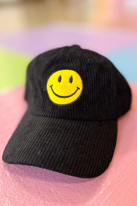 Black Corduroy Smiley Baseball Hat, fall fashion, athleisure, must have, mom style, everyday wear, shop style your senses by mallory fitzsimmons