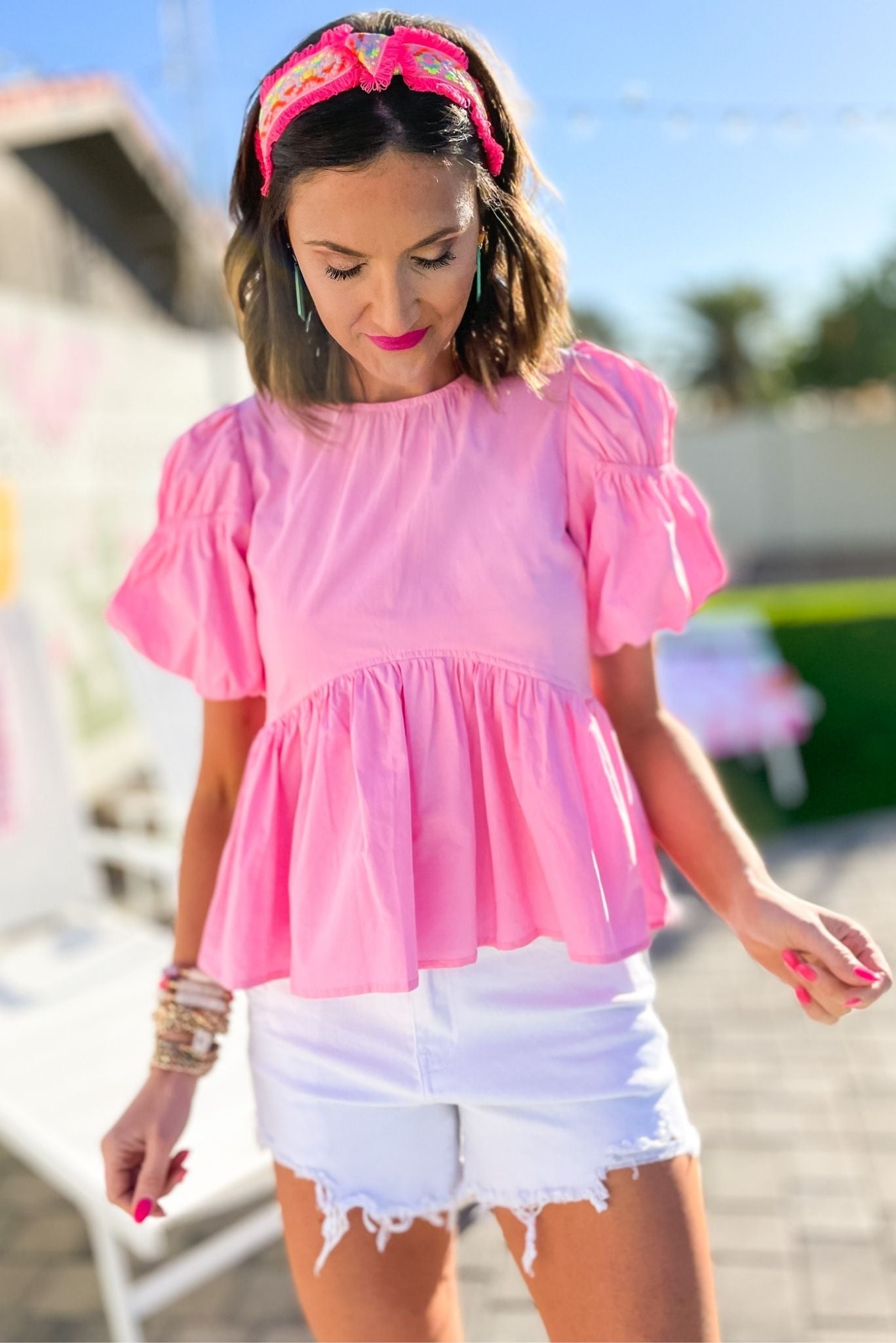 White High Rise Distressed Raw Hem Shorts, white denim shorts, distressed, mom length shorts, summer, spring break, shop style your senses by mallory fitzsimmons