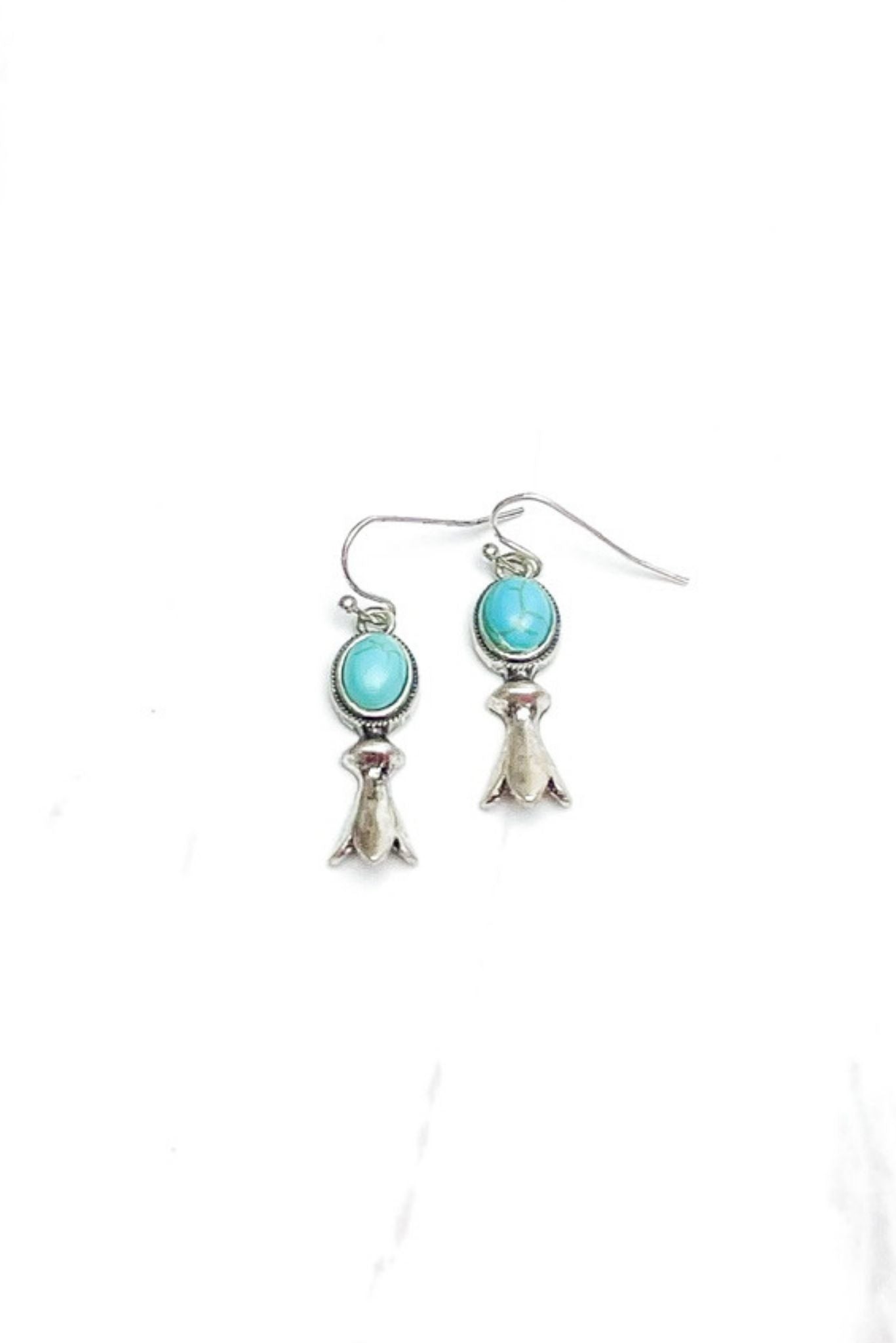 Turquoise Oval With Silver Charm Earrings *FINAL SALE*