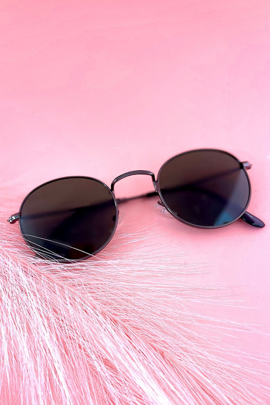 Black Round Frame Green Lens Sunglasses *FINAL SALE*