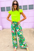 Green Tropical Printed Pleated Wide Leg Pants, tropical pants, pants, green flowy pants, floral, printed pants, wide leg pants, shop style your senses by mallory fitzsimmons