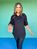 SSYS Emilia Collared Front Pocket Top In Black
