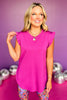 SSYS Ruffle Shoulder Air Fabric Top In Fuchsia, top, active top, ruffle shoulder top, air fabric top, fuchsia top, fuchsia active top, fuchsia ruffle shoulder top, fuchsia air fabric top, must have top, must have active top, elevated top, elevated active top, elevated style, elevated athleisure, Shop Style Your Senses by Mallory Fitzsimmons, SSYS by Mallory Fitzsimmons