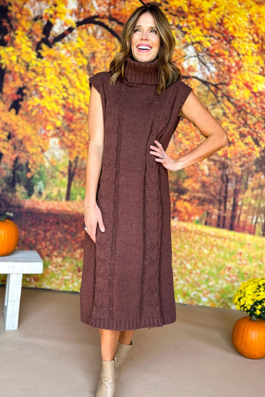  Brown Cable Knit Turtleneck Sweater Dress, must have dress, must have style, fall style, fall fashion, elevated style, elevated dress, mom style, fall collection, fall dress, shop style your senses by mallory fitzsimmons