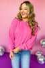 Fuchsia Crew Neck Relaxed Fit Sweatshirt, must have sweater, must have style, must have fall, fall collection, fall fashion, elevated style, elevated sweater, mom style, fall style, shop style your senses by mallory fitzsimmons