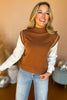 Tan Contrast Sleeve Rhinestone Sleeve Detail Sweater, must have top, must have style, must have fall, fall collection, fall fashion, elevated style, elevated top, mom style, fall style, shop style your senses by mallory fitzsimmons