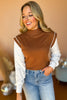 Tan Contrast Sleeve Rhinestone Sleeve Detail Sweater, must have top, must have style, must have fall, fall collection, fall fashion, elevated style, elevated top, mom style, fall style, shop style your senses by mallory fitzsimmons