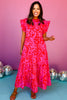 Pink Print Smocked Frilled Shoulder Tiered Layer Dress, smocked dress, printed dress, must have dress, must have style, weekend style, brunch style, spring fashion, elevated style, elevated style, mom style, shop style your senses by mallory fitzsimmons, ssys by mallory fitzsimmons