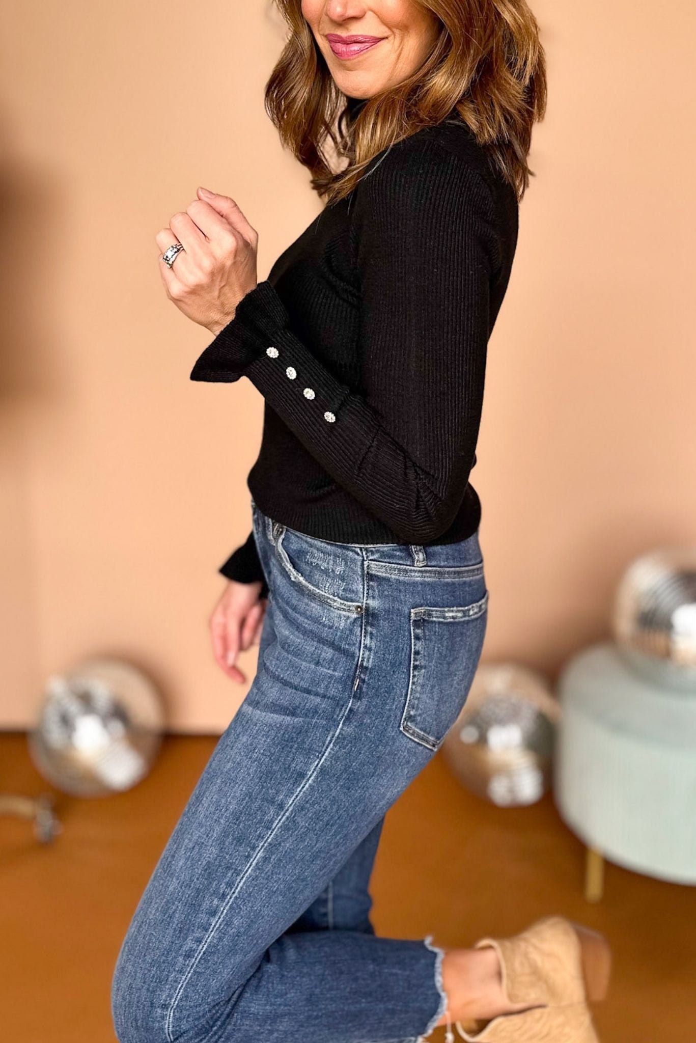 Black Mock Neck Long Sleeve Top, must have top, must have style, fall style, fall fashion, elevated style, elevated dress, mom style, fall collection, fall top, shop style your senses by mallory fitzsimmons