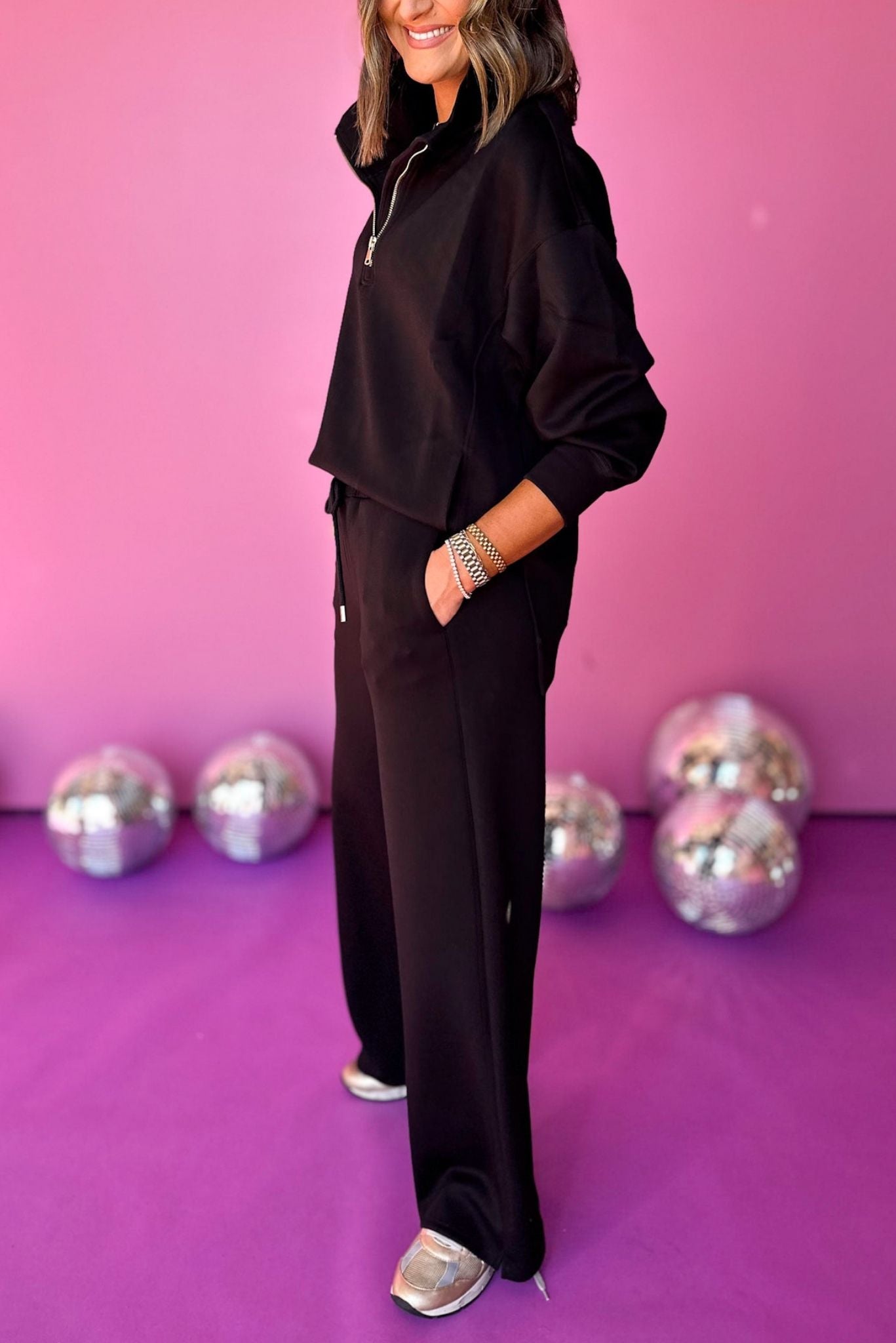 SSYS Black Air Wide Leg Pants, must have pants, must have style, must have comfortable style, fall fashion, fall style, street style, mom style, elevated comfortable, elevated loungewear, elevated style, shop style your senses by mallory fitzsimmons