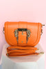 Orange Smooth Buckle Design Shoulder Crossbody Bag