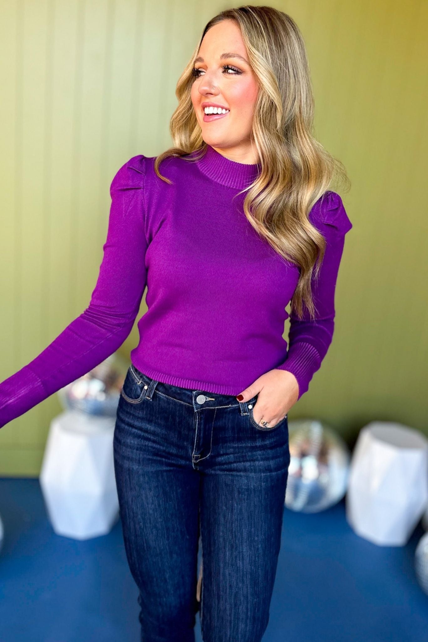 Purple Ribbed Long Sleeve Top, must have top, must have style, must have holiday, fall collection, fall fashion, elevated style, elevated top, mom style, fall style, shop style your senses by mallory fitzsimmons