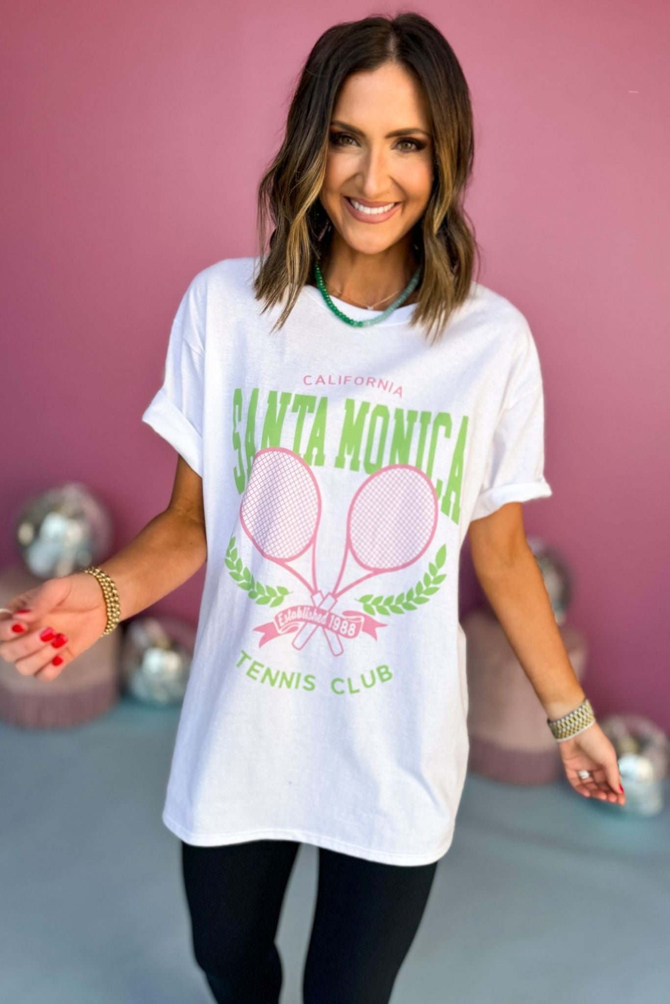 White Santa Monica Tennis Club Graphic Tee, must have t-shirt, elevated t-shirt , graphic t-shirt , must have style, comfortable style, casual fashion, mom style, shop style your senses by mallory fitzsimmons