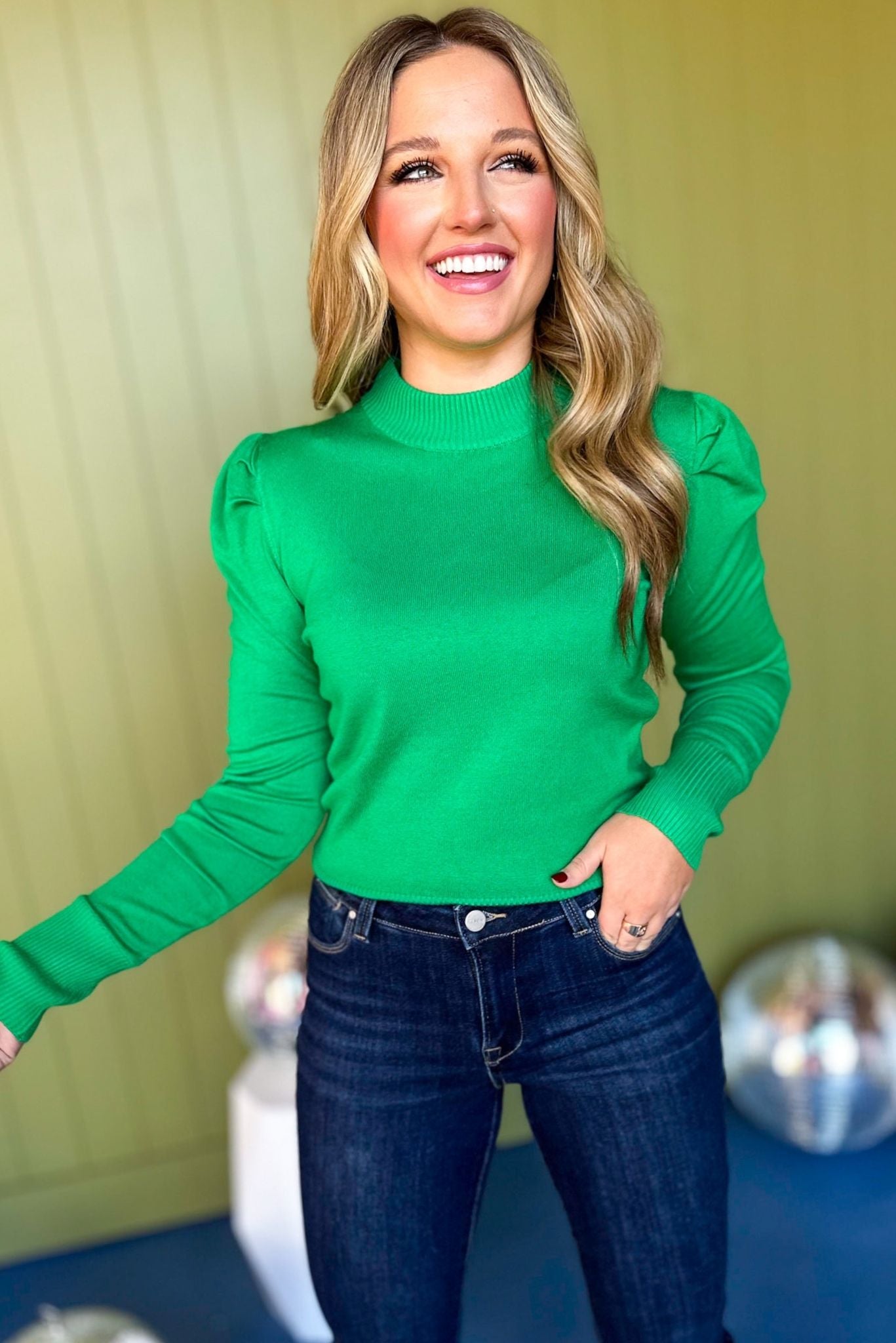 Kelly Green Ribbed Long Sleeve Top, must have top, must have style, must have holiday, fall collection, fall fashion, elevated style, elevated top, mom style, fall style, shop style your senses by mallory fitzsimmons