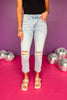 Mica Mid Rise Distressed Straight Cropped Jeans, jeans, mid rise jeans, straight jeans, cropped jeans, high rise straight jeans, high rise cropped jeans, high rise distressed jeans, light wash jeans, must have jeans, elevated jeans, elevated style, summer jeans, summer style, Shop Style Your Senses by Mallory Fitzsimmons, SSYS by Mallory Fitzsimmons