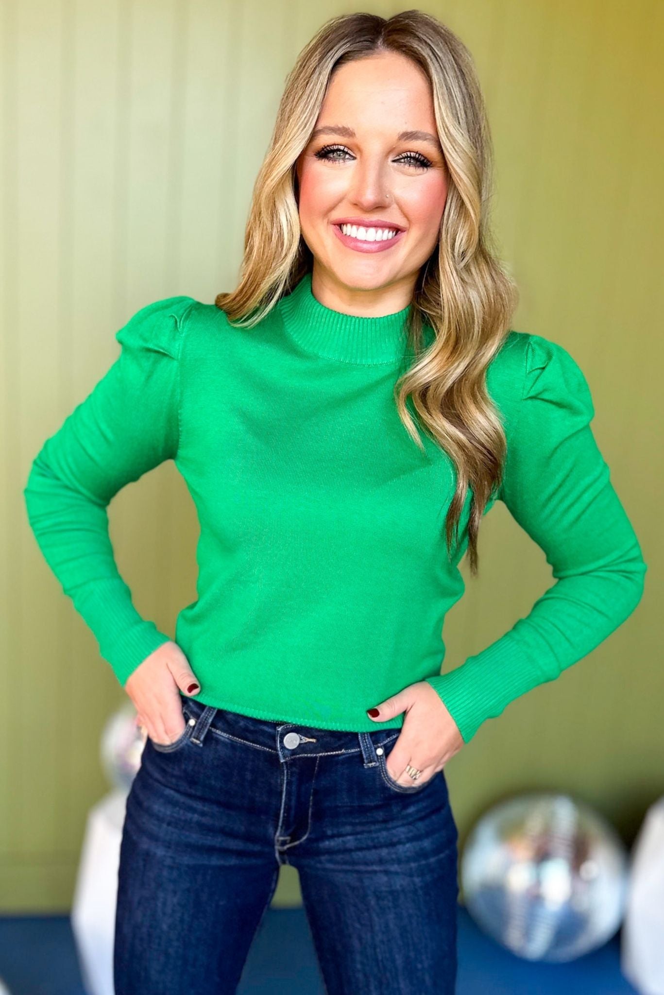 Kelly Green Ribbed Long Sleeve Top, must have top, must have style, must have holiday, fall collection, fall fashion, elevated style, elevated top, mom style, fall style, shop style your senses by mallory fitzsimmons