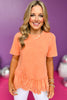 Nectarine Washed Short Sleeve Eyelet Ruffle Hem Top, eyelet detail top, must have shirt, must have style, elevated tshirt, short sleeve shirt, elevated top, comfortable style, mom style, casual style, shop style your senses by Mallory Fitzsimmons, says by Mallory Fitzsimmons  Edit alt text