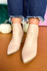 Taupe Side Slit Pull On Booties, shoes, booties, elevated booties, shop style your senses by mallory fitzsimmons