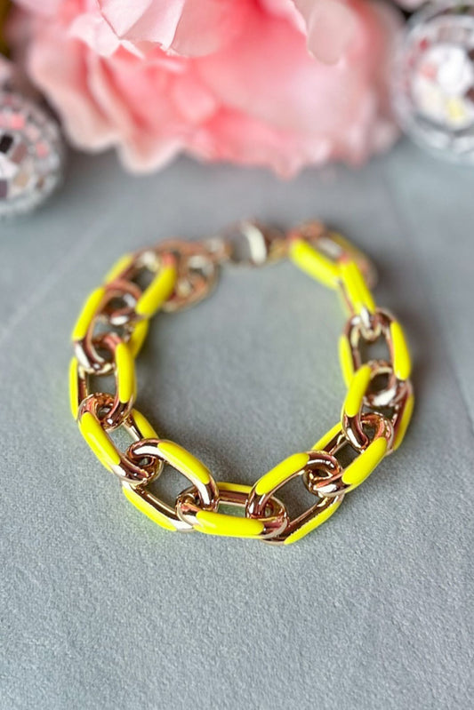 Yellow Enamel Chainlink Bracelet, accessory, bracelet, gold bracelet, must have bracelet, shop style your senses by mallory fitzsimmons, ssys by mallory fitzsimmons