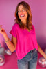 Hot Pink Split Neck Short Sleeve Top *FINAL SALE* *Final Sale*, must have top, must have style, office style, spring fashion, elevated style, elevated top, mom style, work top, shop style your senses by mallory fitzsimmons